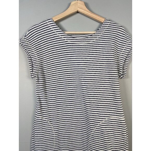 Max Studio Weekend Size Small Striped Short Sleeve Tunic Dress Pockets Fisherman - Picture 3 of 12